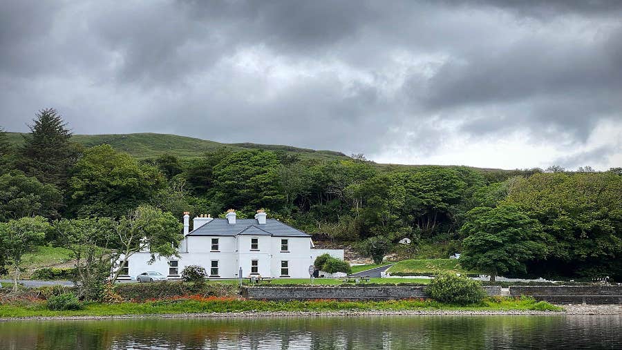 Front view of house overlooking water