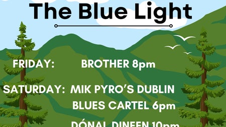 Poster in green and blue for Music in The Mountains 2025