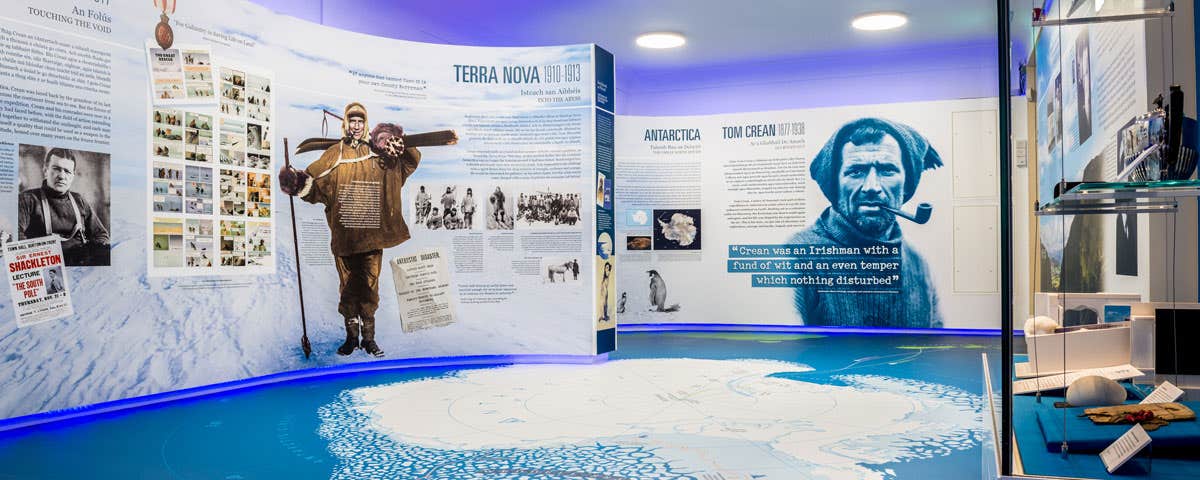 Display panels and exhibits about Tom Crean, the Antarctic explorer, born in Kerry