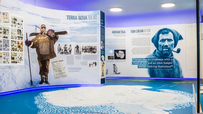 Display panels and exhibits about Tom Crean, the Antarctic explorer, born in Kerry