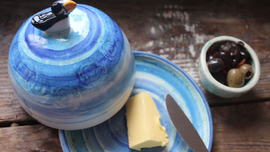 Skellig Michael butter dish with puffin top