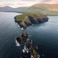 A bird's eye view of the water surrounding Dunmore Head in County Kerry