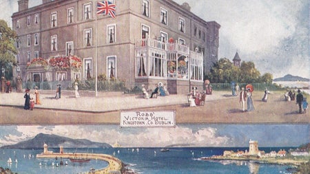 Postcard by ‘Jotter’ aka Walter Hayward Young 1868-1920. Ross’s Victoria Hotel opened around 1849 at number one Victoria Terrace at the corner of Mellifont Avenue.