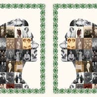 Side profile of woman's head filled with small old photos of women in history, Images reproduced courtesy of the National Library of Ireland & George Grantham Bain Collection, Library of Congress, Prints & Photographs Division