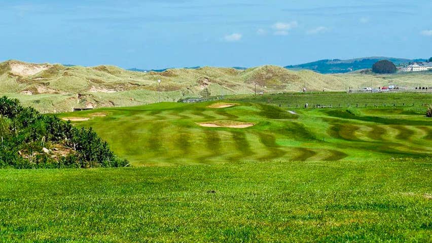 Bundoran Golf Club fairway with sand dunes in background