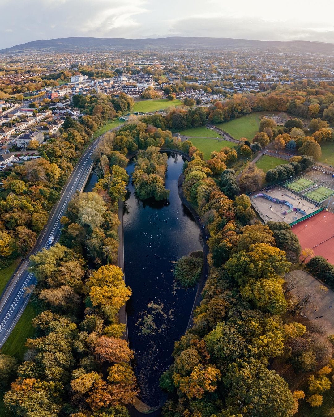 Aerial view of Bushy Park in Dublin.