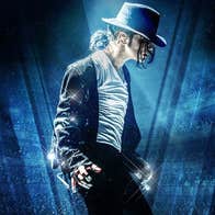 Michael Starring Ben - side view of person dressed like Michael Jackson with shiny jacket and brimmed hat.