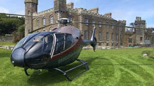 An Executive Helicopter on castle grounds