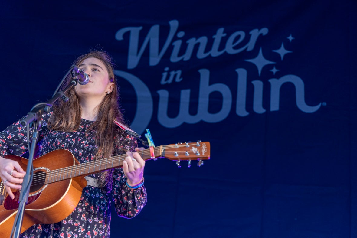 A musician performing at Winter in Dublin event in 2022