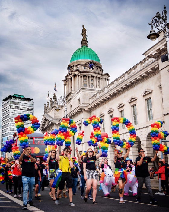 People marching in the Dublin Pride Parade.