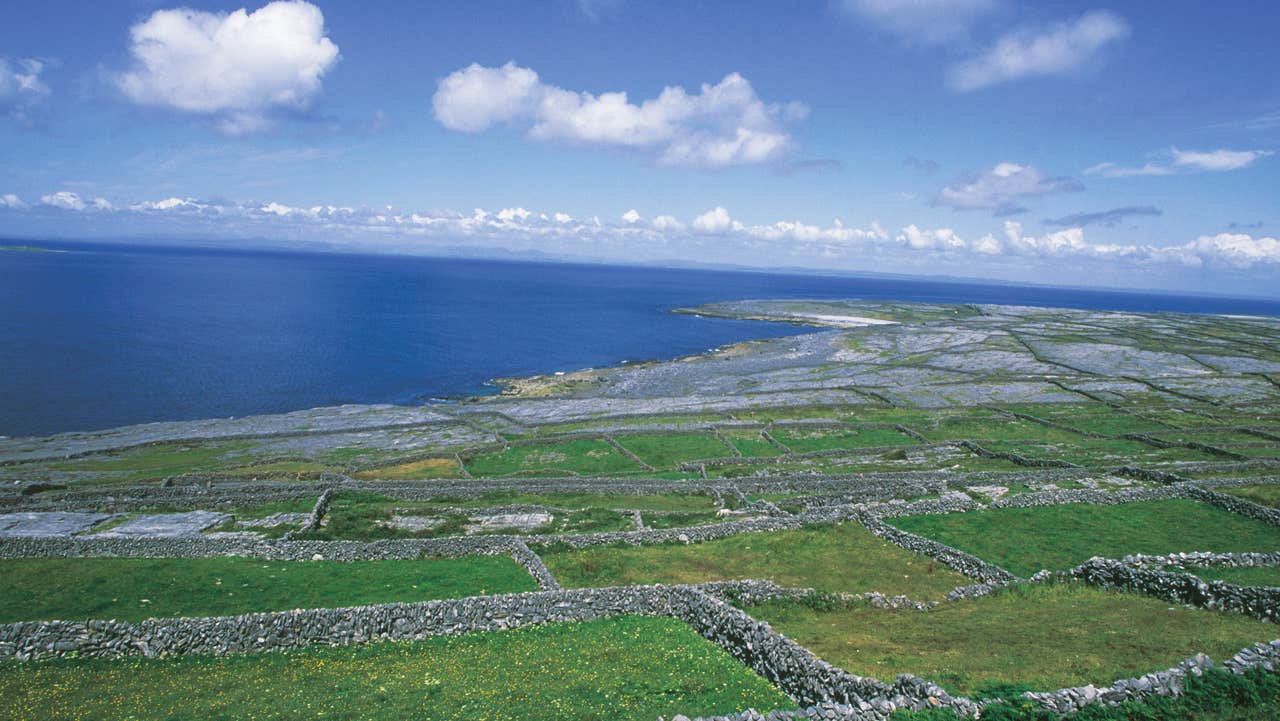 View of The Aran Islands and sea