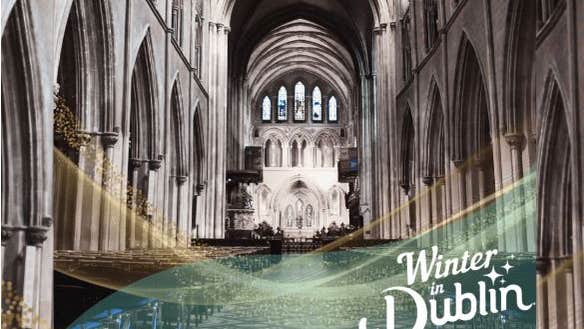 Interior view of large, stone church.