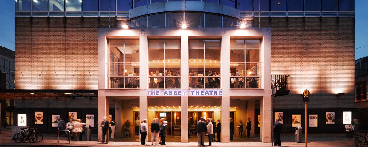 A night image taken of the exterior of the Abbey Theatre