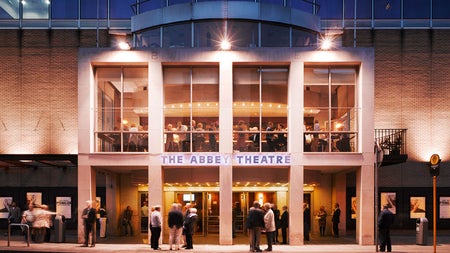 A night image taken of the exterior of the Abbey Theatre