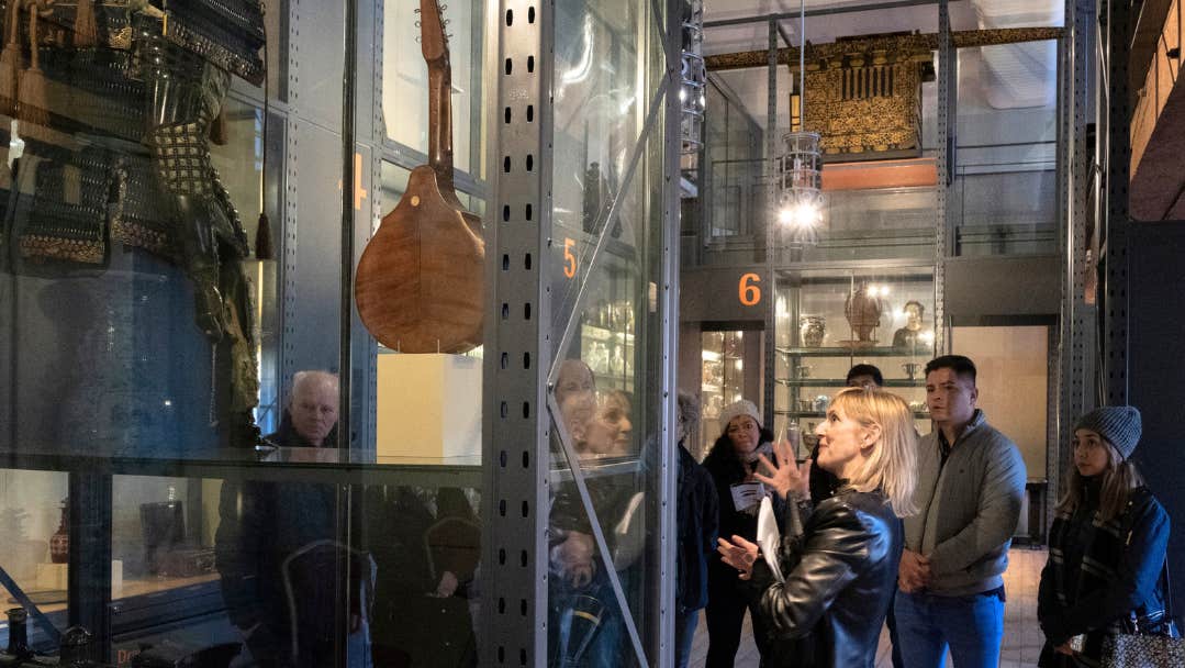 A tour group in the Out of Storage gallery