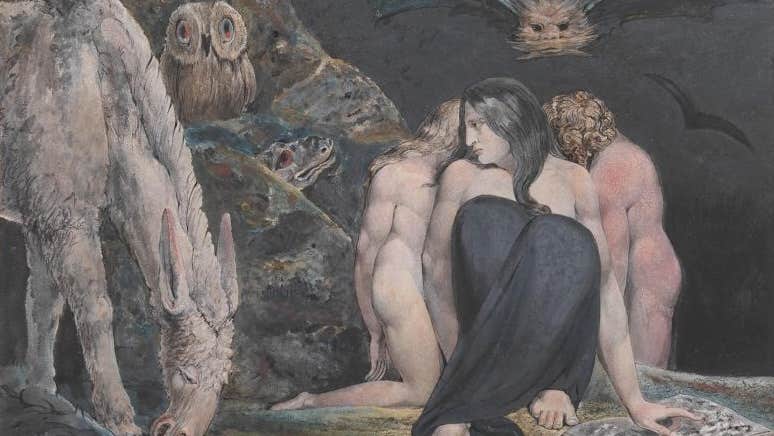 William Blake, The Night of Enitharmon’s Joy (formerly called ‘Hecate’), c. 1795. Tate, Presented by W. Graham Robertson 1939. Photo: Tate.