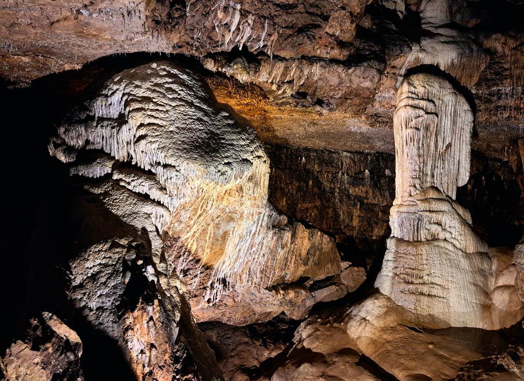 Ancient calcite formations in Dunmore Cave