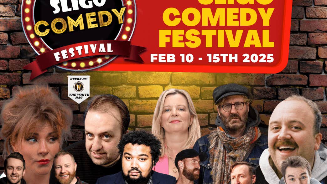 So Funny Sligo Comedy Festival 2025, part of poster with headshots of a dozen different comedians