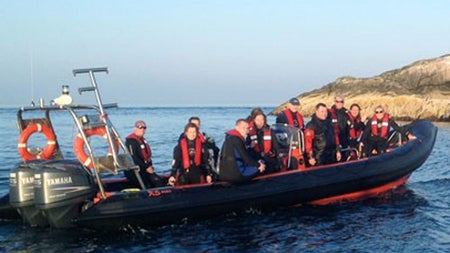 Dive crew out on the sea for a open water dive