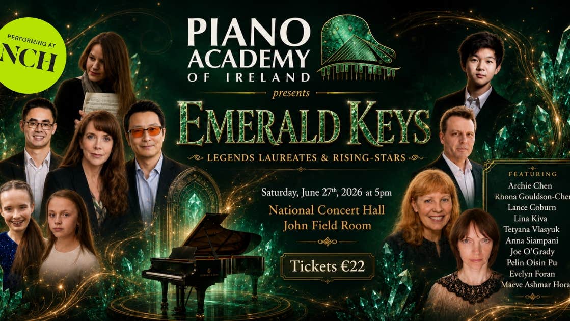 Celebrating 20 years 🎹 Piano Academy of Ireland's anniversary gala — Emerald Keys — at the National Concert Hall, Sat 27 June, 5 PM. Founders, faculty, alumni & prizewinners on one stage. Tickets from €20, on sale 10 June. nch.ie