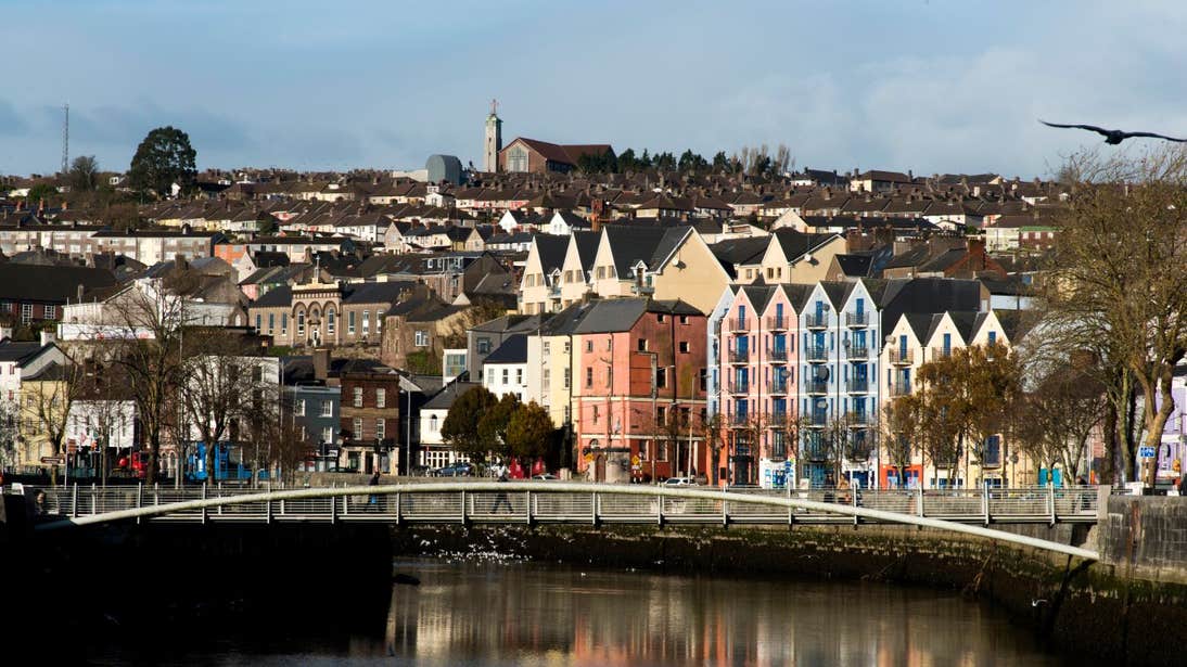 Colourful houses behind the Shandon Bridge in Cork City