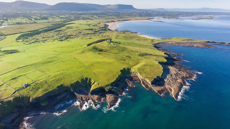 View of water and cliffs from above Mullaghmore Head, County Sligo