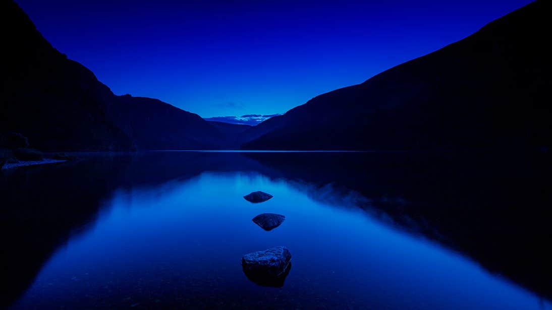 A stunning night time shot of Glendalough Lake in Wicklow