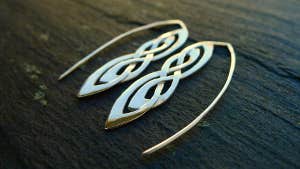 Gold earings in a celtic design