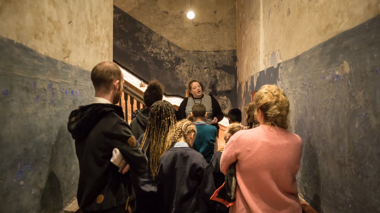 School students on a tour of 14 Henrietta Street