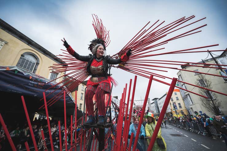 A performer at the 2023 St Patrick's Day Parade in Waterford