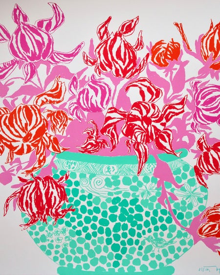 Turquoise Pink Cut Flowers by Oisín Byrne