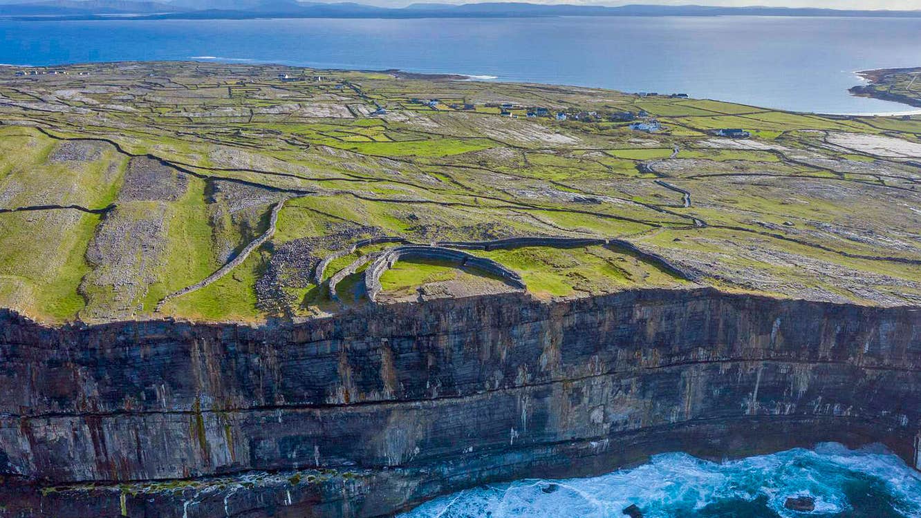 Aerial View of Dún Aonghasa, Inishmore, Aran Islands, County Galway