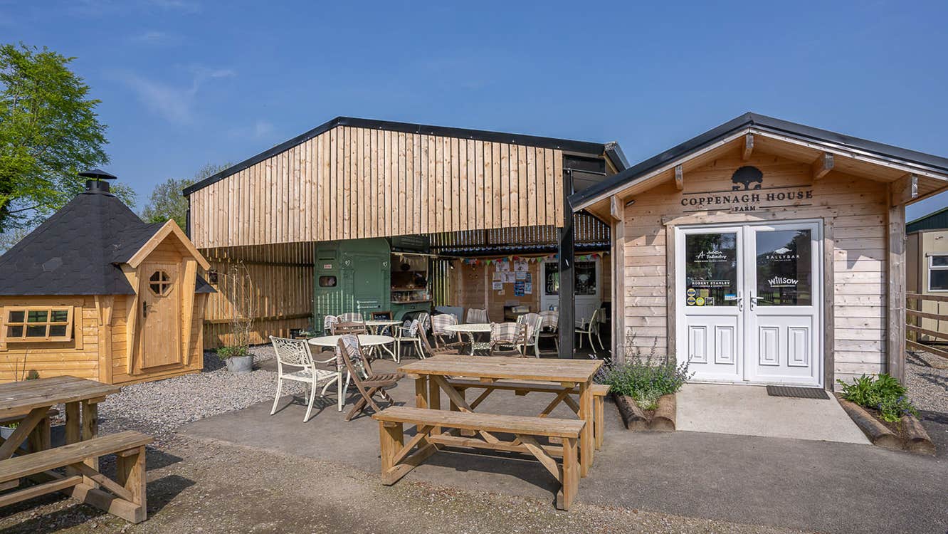 Coppenagh House Farm view of the shop and coffee barn next door