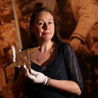 Four-armed St Brigid's cross, Brídeog and three-armed St Brigid's cross. NMI Collections F:1942.1887, F:1977.27 and F:1950.299