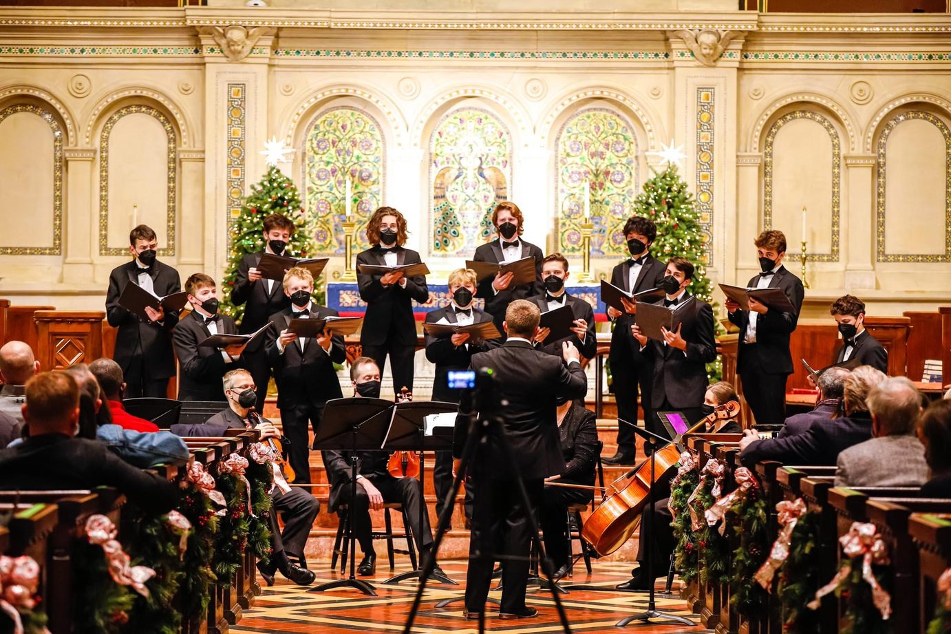 St Paul's Concert Chorale, pictured performing in a church 