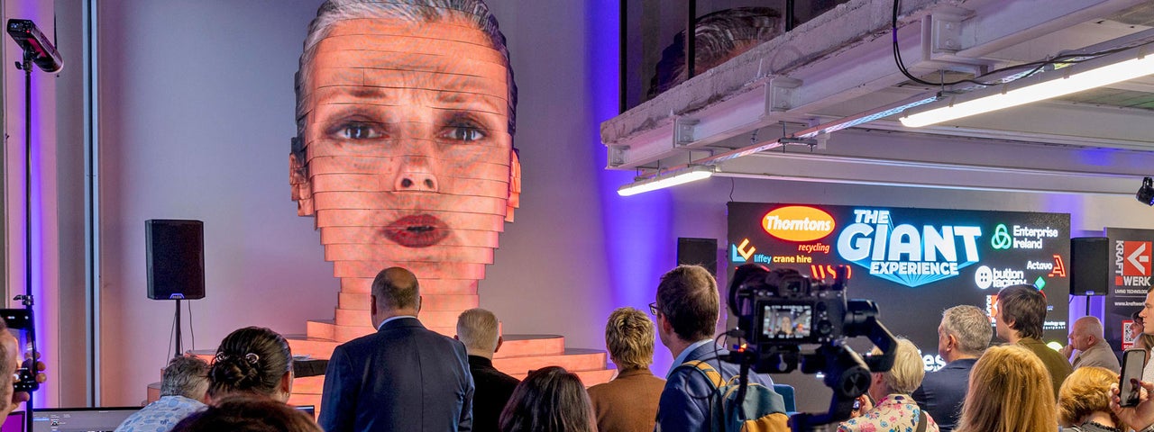 The Giant Experience crowd viewing the exhibition