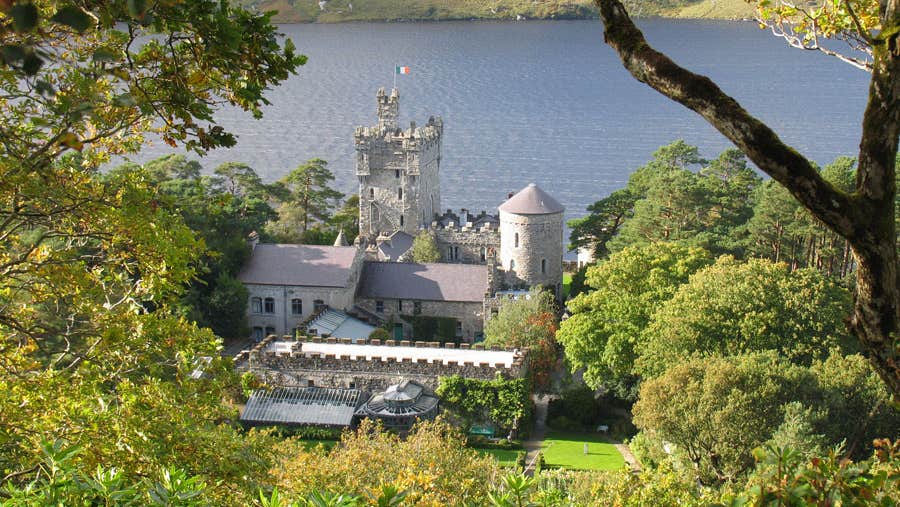 A view of Glenveagh Castle and gardens within Glenveagh National Park and Castle