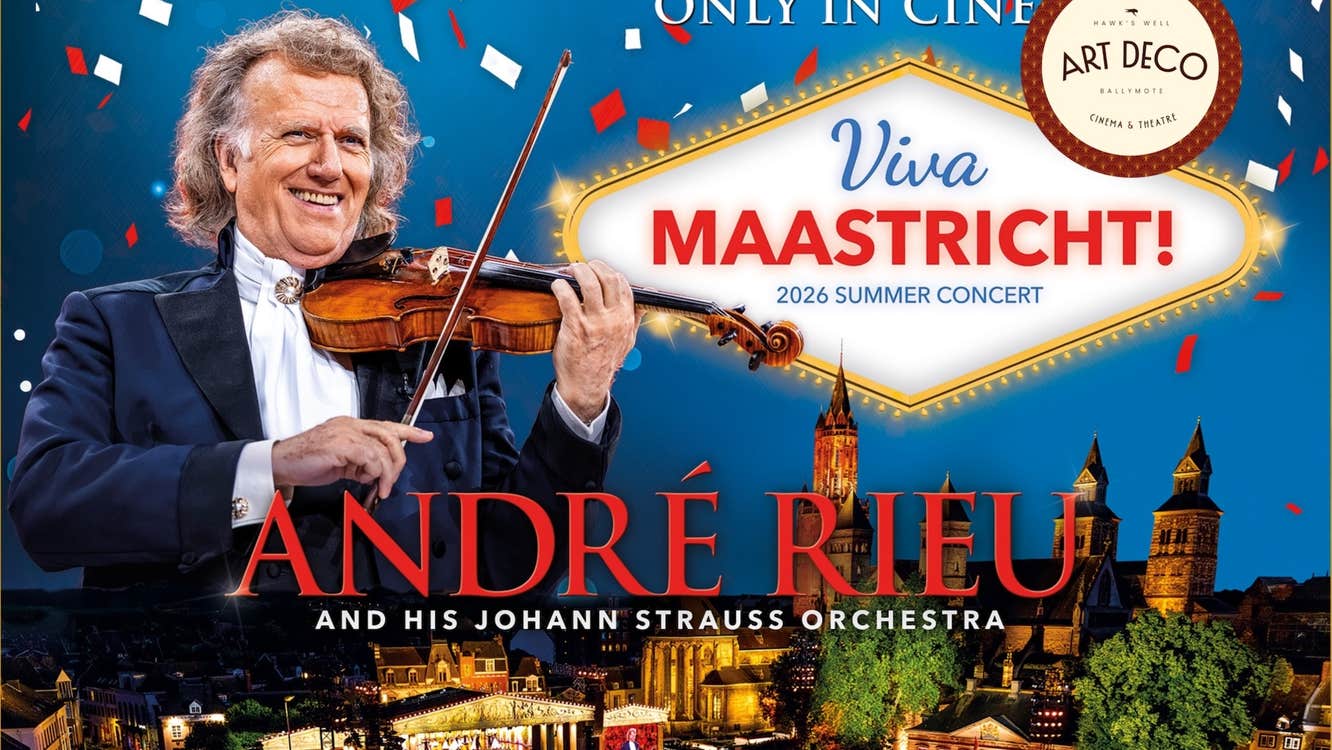 André Rieu's 2026 Summer Concert: Viva Maastricht! poster with smiling man playing a violin