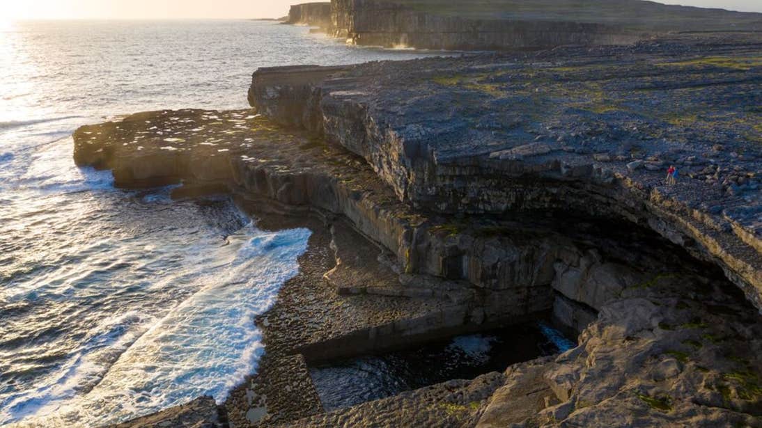 View of the cliffs at Aran Islands at sunset