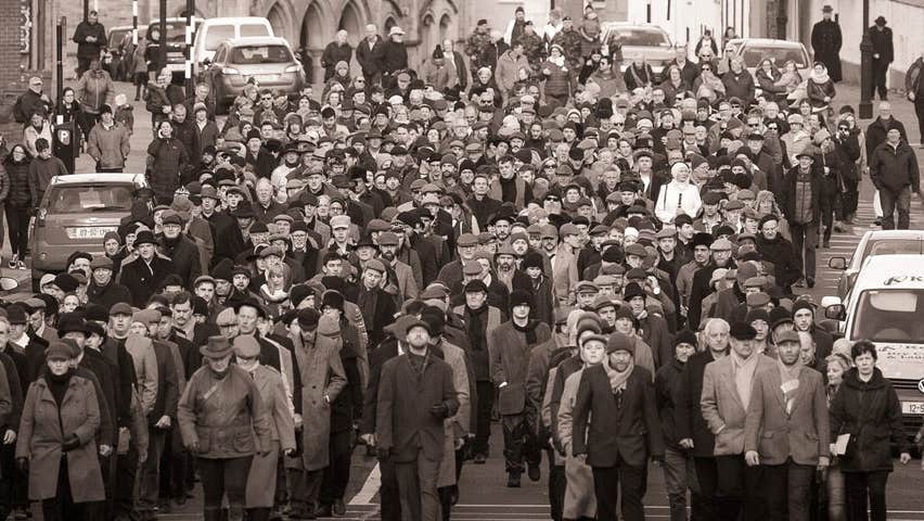 Armistice Day march involving the theatre group