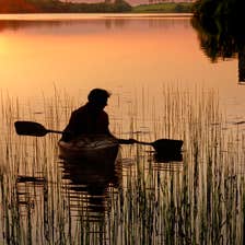 A kayaker in Lough Oughter in Co Cavan