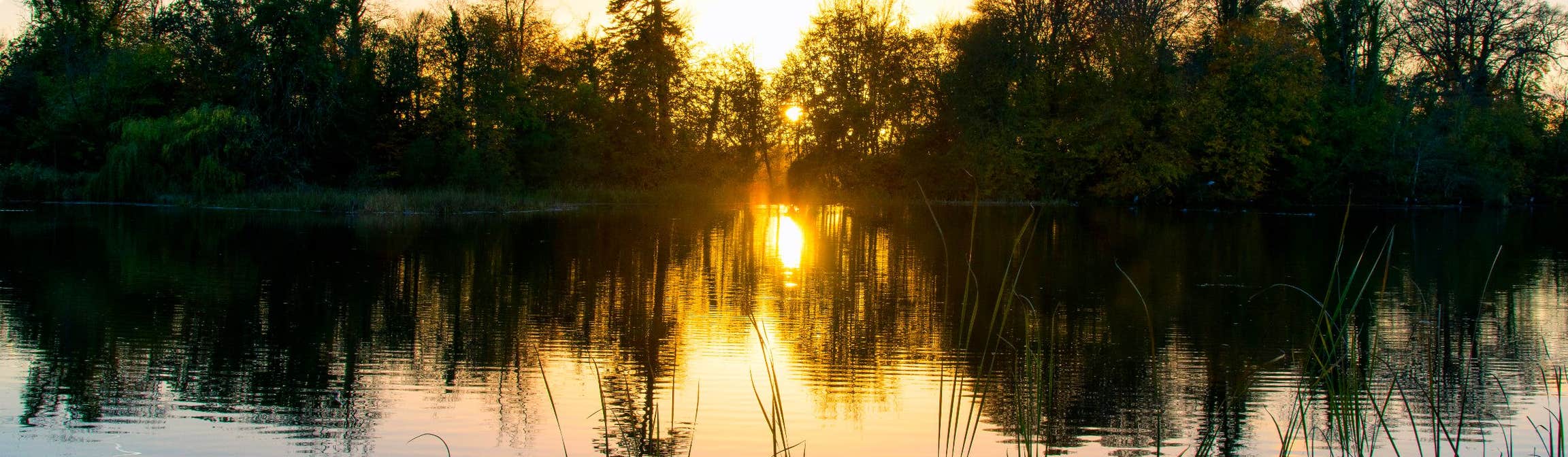 Image of a sunset over a lake in county Offaly