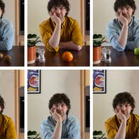 First Fortnight, He Dies in the End, repeated photo of man seated resting his chin on one raised arm.