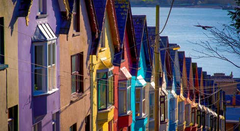 Colourful houses in a row in Cobh, Cork