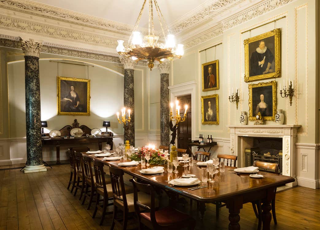 The long table in the dining room at Fota House