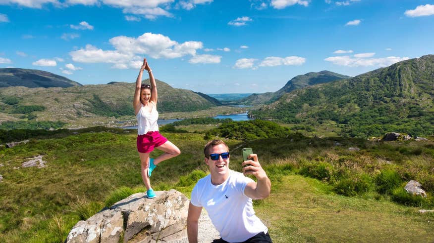 Two people posing for a selfie at Ladies View, Killarney, Co. Kerry