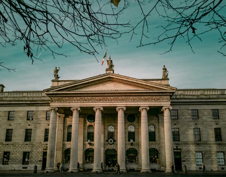 Exterior of the front facade of the GPO in Dublin City