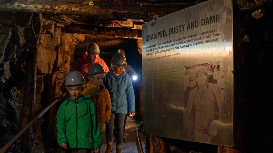 A family on the Arigna Mining Experience Tour in Co Roscommon
