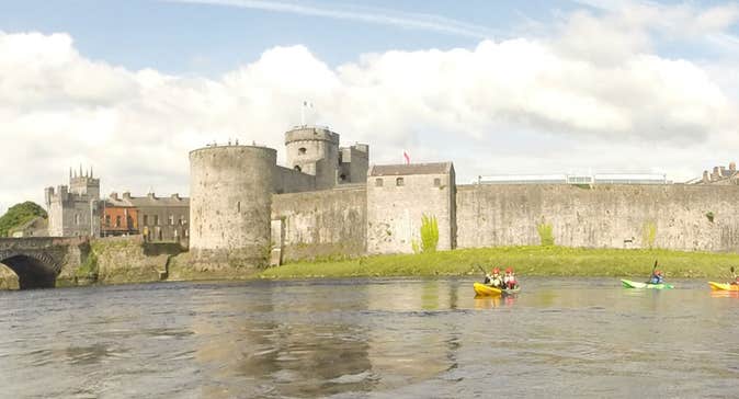 A view of King Johns Castle from the water on a kayaking tour with Nevsail Watersports