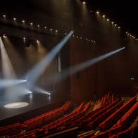 View of the stage and empty theatre at the Abbey Theatre